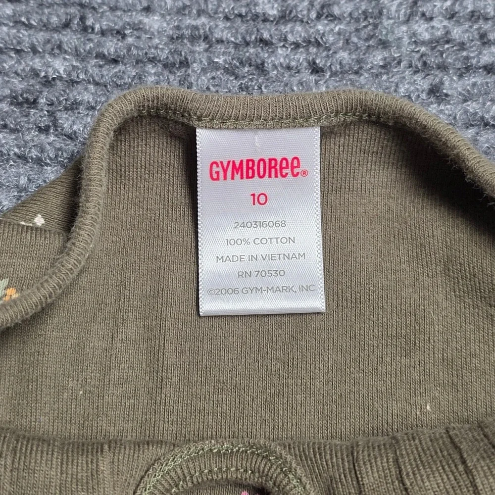 Gymboree Floral Pintuck Long Sleeve‎ Cotton Dress Girl's Size 10 Olive Green